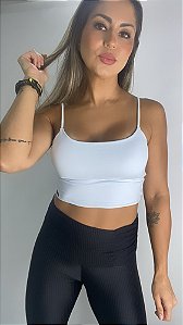 Top Sunshine Suplex Light White / Cropped Branco com alças finas