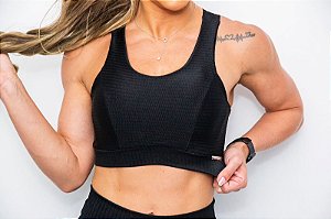 Top Power Black / Nadador Cor Preta com brilho / Possui Bojo