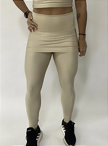 Calça Legging Saia Off White Cirrê / Cintura Alta