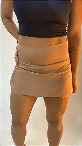 Short saia Academia Marrom Claro com Bolsos / Shortsaia Macchiato