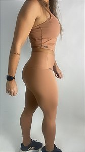 Calça Legging Marrom Claro Emana Cappuccino / Cintura Alta