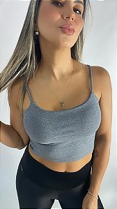 Top Sunshine Cinza Suplex / Cropped com alças finas