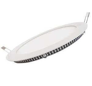 Luminária De Led Plafon 18w Redondo de Embutir Branca Quente 3500k Bivolt Slim Gesso Teto 21.5cmx1.3cmx21.5cm