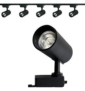 Kit Trilho Eletrificado 1.5 Metro + 5 Spots Led 7w Preto BQ 3000K Bivolt