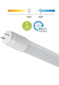 Lampada Led Tubular  Fluorescente 18w 120cm T8 Branco Frio 6500k Vidro 1lado