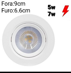 Spot LED Embutir Direcionável Redondo 5W Bivolt 3500K Branco Quente Bivolt 9cmX2.5cmX9cm
