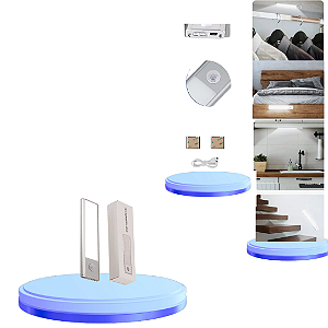Luminária Barra De Led Sensor Presença Recarregavel Com Cabo USB Pratado Para Armário,Cama ,Guarda-roupa 15cm 4000k
