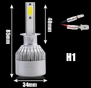 Par de Lâmpadas C6 H1 Super Led 6000K Farol Alto E Baixo  12V a 24V