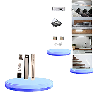 Luminária Barra De Led Sensor Presença Recarregavel Com Cabo USB Preto Para Armário,Cama ,Guarda-roupa 15cm 4000k