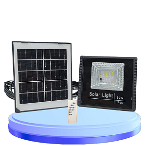 Refletor Led Solar 60w Holofote Prova D'água Com Controlador IP66 Branco Frio