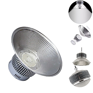 Luminária Led Highbay Smd 100W Galpão Industrial 100% Lumen Branco Frio 6500k Bivolt 110v-220v