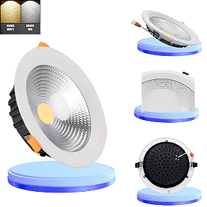Luminária DownLight Led Cob 40w Embutir Redondo Bivolt 110v-220v Branco Frio 6500k