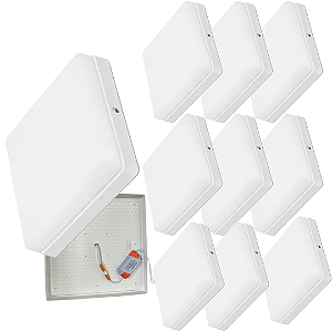 Kit 10 Plafon Led Borda Infinita 50W Quadrado SOBREPOR 30x30cm Bivolt 110v-220v Neutro 4000k