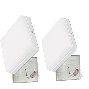 Kit 2 Plafon Led Borda Infinita 50W Quadrado SOBREPOR 30x30cm Bivolt 110v-220v Neutro 4000K