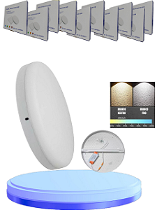 Kit 10 Plafon Led Borda Infinita 50W Redondo SOBREPOR Bivolt 110v-220v Branco Frio 6500K
