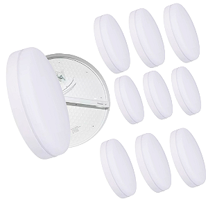 Kit 10 Plafon Led Borda Infinita 50W Redondo SOBREPOR 30x30cm Bivolt 110v-220v Branco Frio 6500K