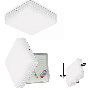 Plafon Led Borda Infinita 50w Sobrepor Quadrado  30cmx30cm Bivolt 100v-220v Branco Frio 6500k