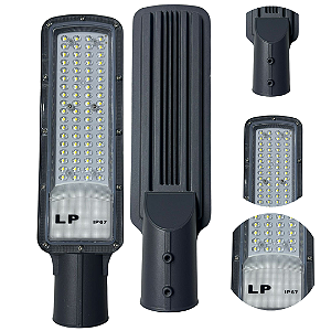 Luminária Led Pública Smd 150w 75% Bf IP67 Lp Cinza Bivolt 110v-220v Branco frio 6500k