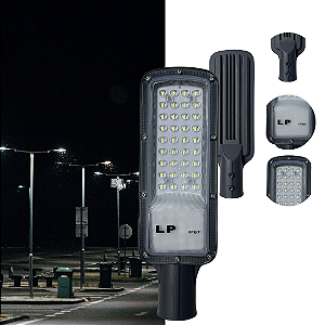 Luminária Led Pública Smd 100w 75% Bf IP67 Lp Cinza Bivolt 110v-220v Branco frio 6500k