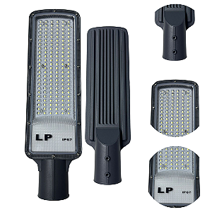 Luminária Led Pública Smd 200w 75% Bf IP67 Lp Cinza Bivolt 110v-220v Branco frio 6500k
