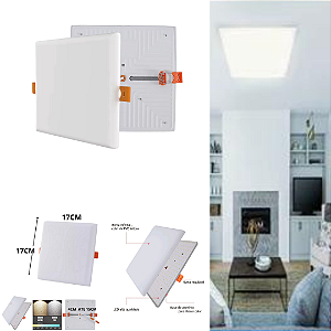 Plafon Led Borda Infinita 25w Embutir Quadrado 17cmx17cm Bivolt 98v-220v Branco Frio 6500K