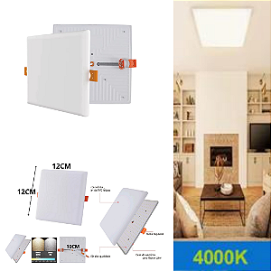 Plafon Led Borda Infinita 20w Embutir Quadrado 12cmx12cm Bivolt 98v-220v Neutro 4000K