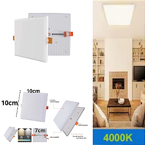 Plafon Led Borda Infinita 12w Embutir Quadrado 12cmx12cm Bivolt 98v-220v Neutro 4000K