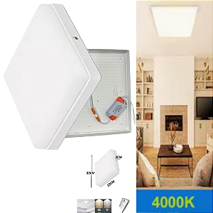 Plafon Led Borda Infinita 25w Sobrepor Quadrado 17cmx17cm Bivolt 100v-220v Neutro 4000k