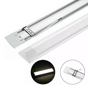 Luminária Linear Led 40w De Teto Sobrepor 120cm Bivolt 85v-220v Branco Frio 6500k