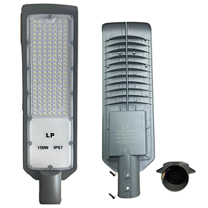 Luminária Led Publica Smd 150w Ip67 Com Driver 100% Lúmen Frio 6500K Bivolt 98V-220V Poste De Rua