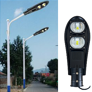 Luminária Led Pública Pétala Cob 100w 75% Lumen Preto Bivolt 110v-220v Branco Quente 3000k