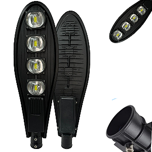 Luminária Led Pública Pétala Cob 200w 75% Lumen Preto Bivolt 110v-220v Branco Quente 3000k