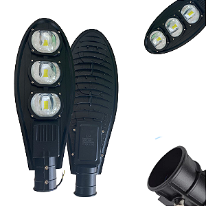 Luminária Led Pública Pétala Cob 150w 75% Lumen Preto Bivolt 110v-220v Branco Quente 3000k