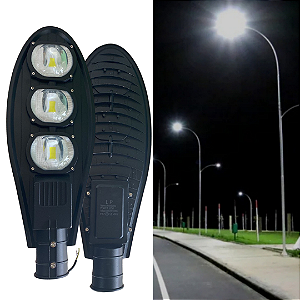 Luminária Led Pública Pétala Cob 150w 75% Lumen Preto Bivolt 110v-220v Neutro 4000k
