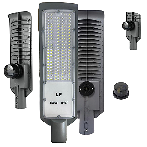 Luminária Led Publica Smd 150w Com Relé Fotocélula Ip67 Poste De Rua 75% Lúmen Frio 6500K Bivolt 98V-220V