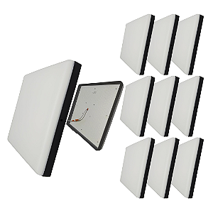 Kit 10 Plafon Led Borda Infinita Preto 50W Quadrado SOBREPOR 30x30cm Bivolt 110v-220v Frio 6500K