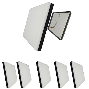 Kit 5 Plafon Led Borda Infinita Preto 50W Quadrado SOBREPOR 30x30cm Bivolt 110v-220v Neutro 4000K