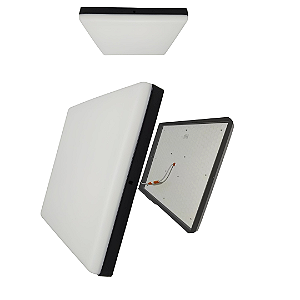 Plafon Led Borda Infinita Preto 50w Sobrepor Quadrado 30cmx30cm Bivolt 100v-220v Neutro 4000k