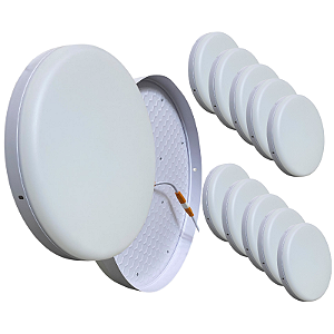 Kit 10 Plafon Led Borda Infinita 72w Sobrepor Redondo 40x40cm Bivolt 98v-220v Branco Frio 6500k