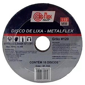 METALFLEX - DISCO DE LIXA PARA METAL GRAO 120