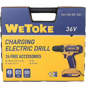 Furadeira Parafusadeira 36v Wetoke WK-002 Com 2 Baterias Recarregável Profissional WK-002
