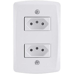 Conjunto 4x2 com 2 Tomadas 2P+T 20 A 250 V Tramontina Lux2 Branco