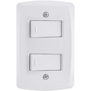 Conjunto 4x2 com 2 Interruptores Simples 10 A 250 V Tramontina Lux2 Branco