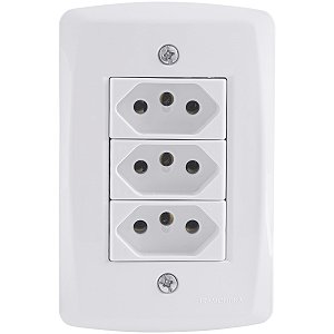Conjunto 4x2 com 3 Tomadas 2P+T 20 A 250 V Tramontina Lux2 Branco