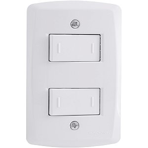 Conjunto 4x2 com 2 Interruptores Paralelos 10 A 250 V Tramontina Lux2 Branco
