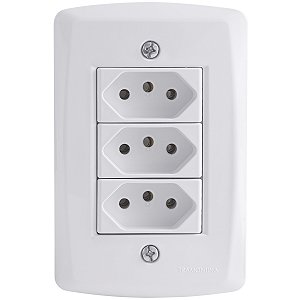 Conjunto 4x2 com 3 Tomadas 2P+T 10 A 250 V Tramontina Lux2 Branco