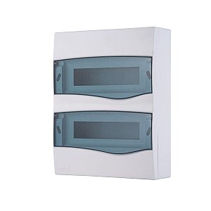 Quadro de Distribuição de Sobrepor 24 DIN ou 16 NEMA Tramontina com Porta Transparente