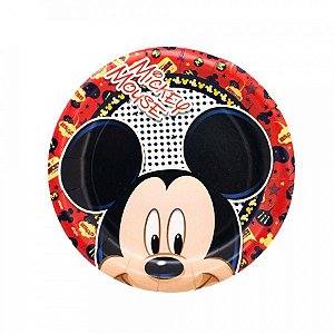 Prato Festa Mickey Mouse De Papel Aniversário 12 Unidades