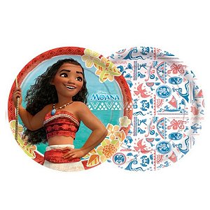 Prato Festa Moana De Papel Aniversário 12 Unidades