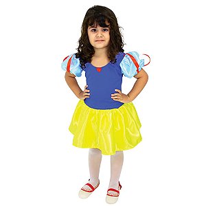 Fantasia Vestido Branca De Neve Curto Infantil De 2 à 8 Anos